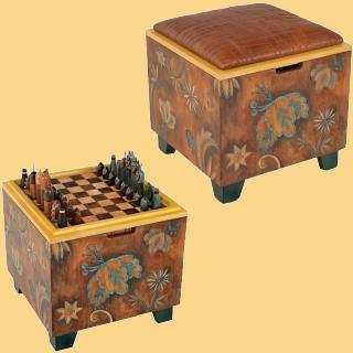 Sticks Game Cube & Leather Ottoman...